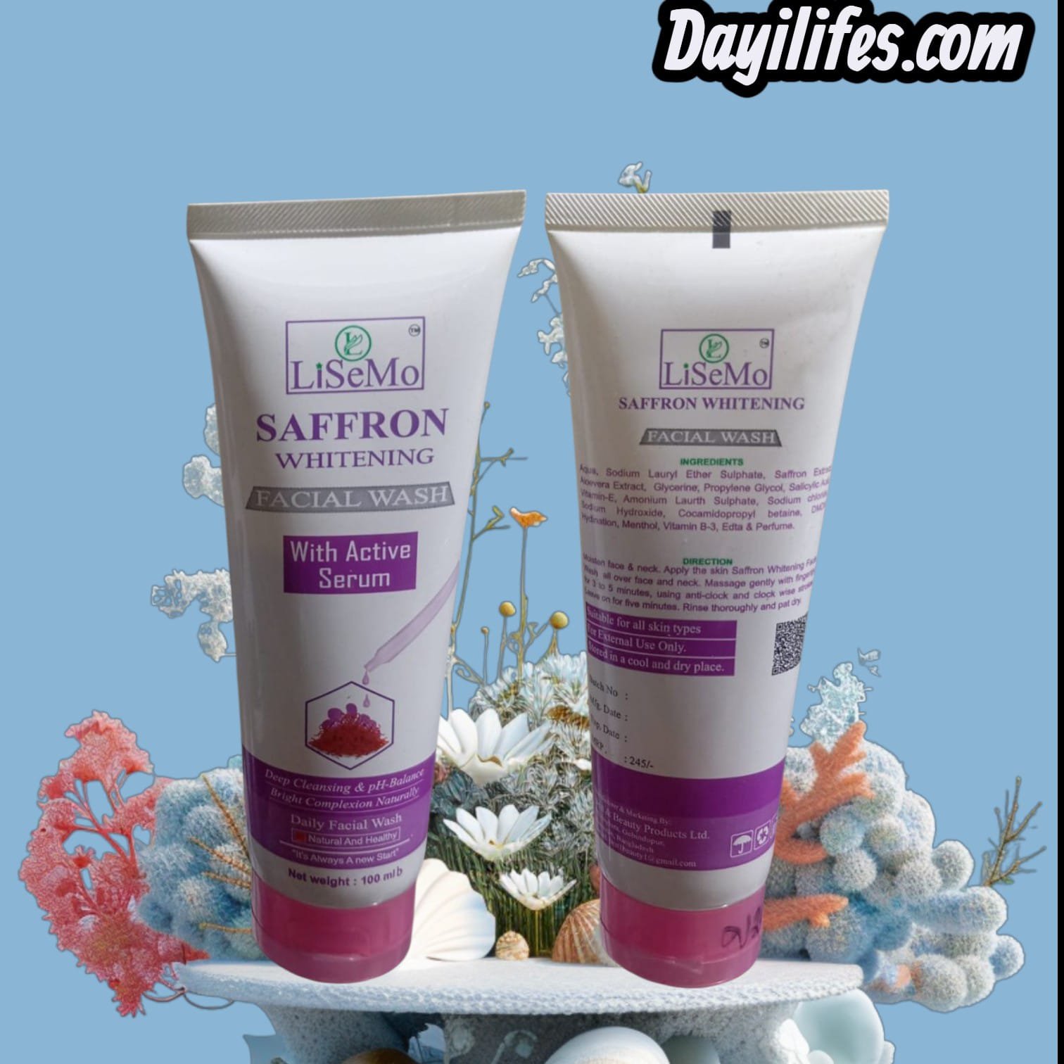 Saffron whitening face wash with with active serum 100 ML